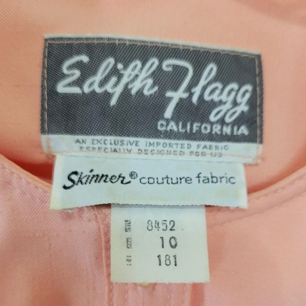 Vintage Edith Flagg California Peach‎ Dress Jacket Set Belt Size 10 AS IS